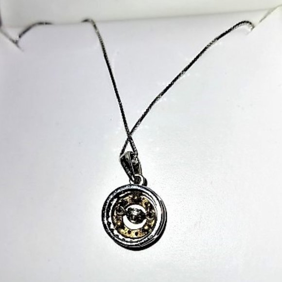 Helzberg Double Halo w/Floating Center Diamond 14K White Gold Necklace New - Picture 6 of 8